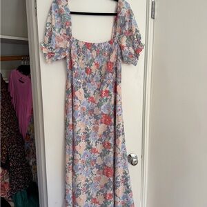 Astr Floral Puff Sleeve Maxi Dress